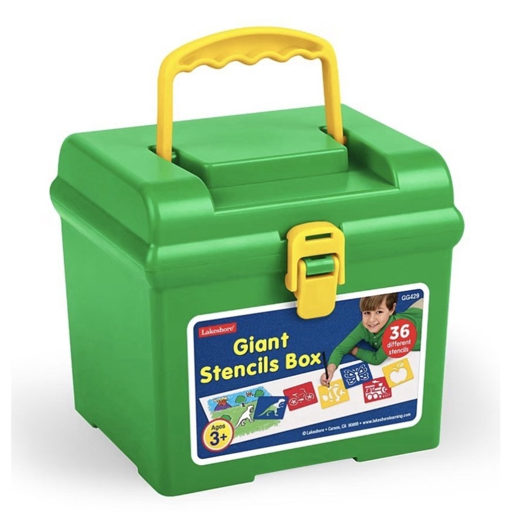 Lakeshore Learning Giant Stencils Box 36 Pieces GG429 Green Storage Case Ages 3+